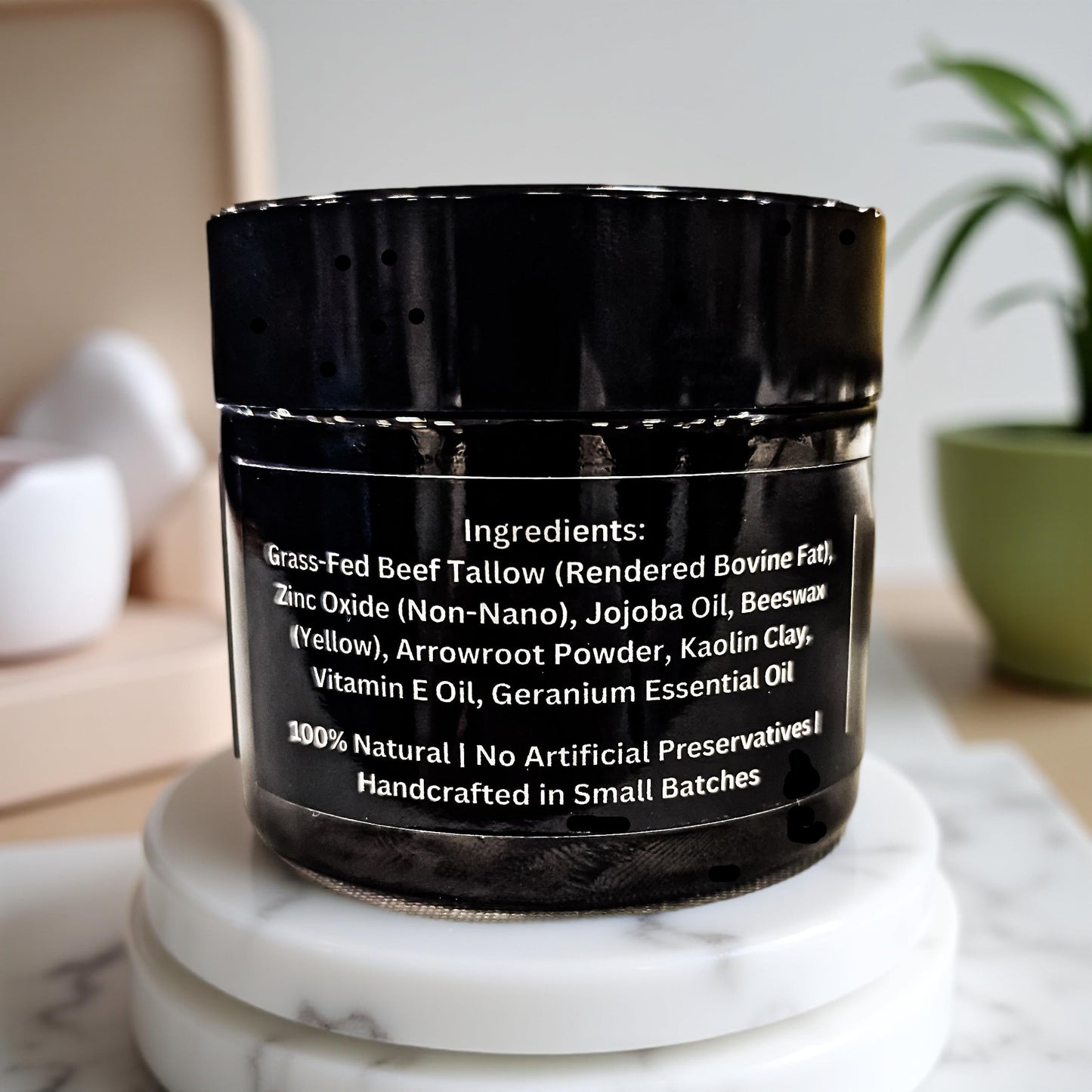 Tallow Sun Cream in 2 oz jar – handcrafted natural mineral sunscreen with zinc oxide SPF 30 from Black Ivy Apothecary